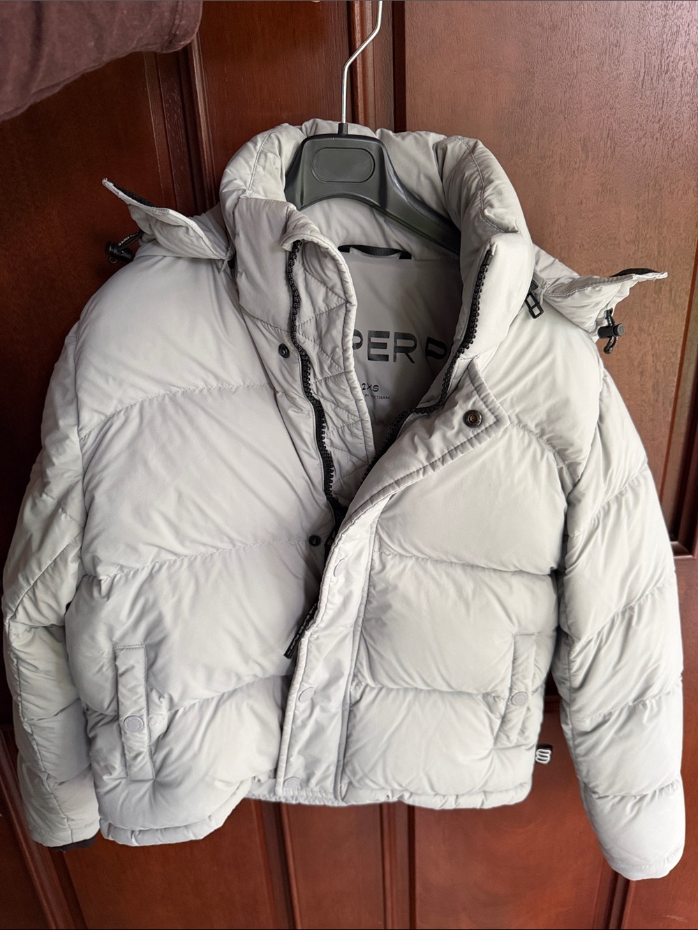 ARITZIA SUPERPUFF Light Gray Womens Quilted Puffer Jacket 2XS
